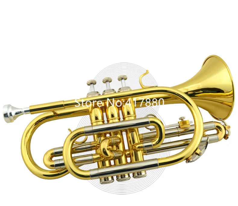 Popular JYCO-E100 Bb tune Trompeta Cornet Brass Gold Plated