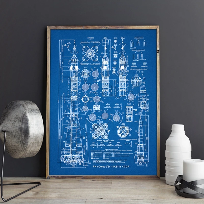 Soyuz-U2-Russian-Rocket-Patent-Gallery-Wall-Art-Canvas-Print-Aviation-artwork-Blueprint-Posters-Painting-Outer (1)