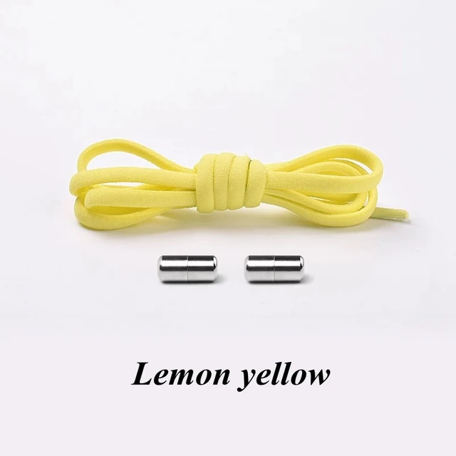 Semicircle No Tie Shoelaces Elastic Shoe laces Sneakers shoelace Metal Lock Lazy Laces for Kids and Adult One size fits all shoe Lemon yellow
