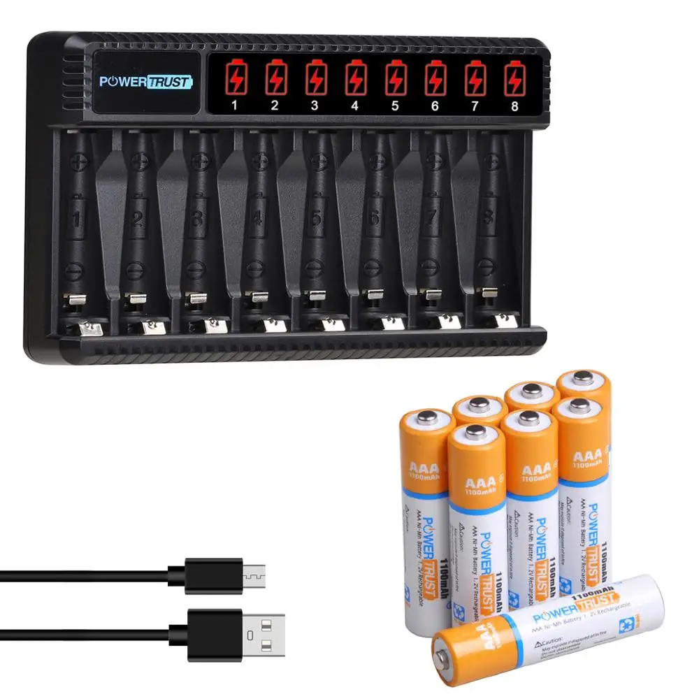 Acheter CITYORK 1.2V AAA 1100mAh NI-MH piles rechargeables 3A + 4  emplacements LCD chargeur de batterie USB pour batterie Rechargeable 1.2V  AA AAA