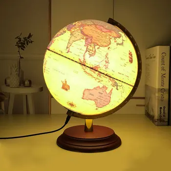 

25CM Illuminated World Globe Light-Up Table LED Lamp USB Clearly Printed Ball Waterproof With Scale Stand Bedside Light for Gift