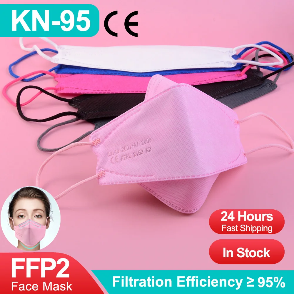 Mascarillas FFP2 de 4 capas, máscaras protectoras FPP2 para la boca, KN95, máscara con filtro para polvo, ffp2kn95, 20-100 Uds.