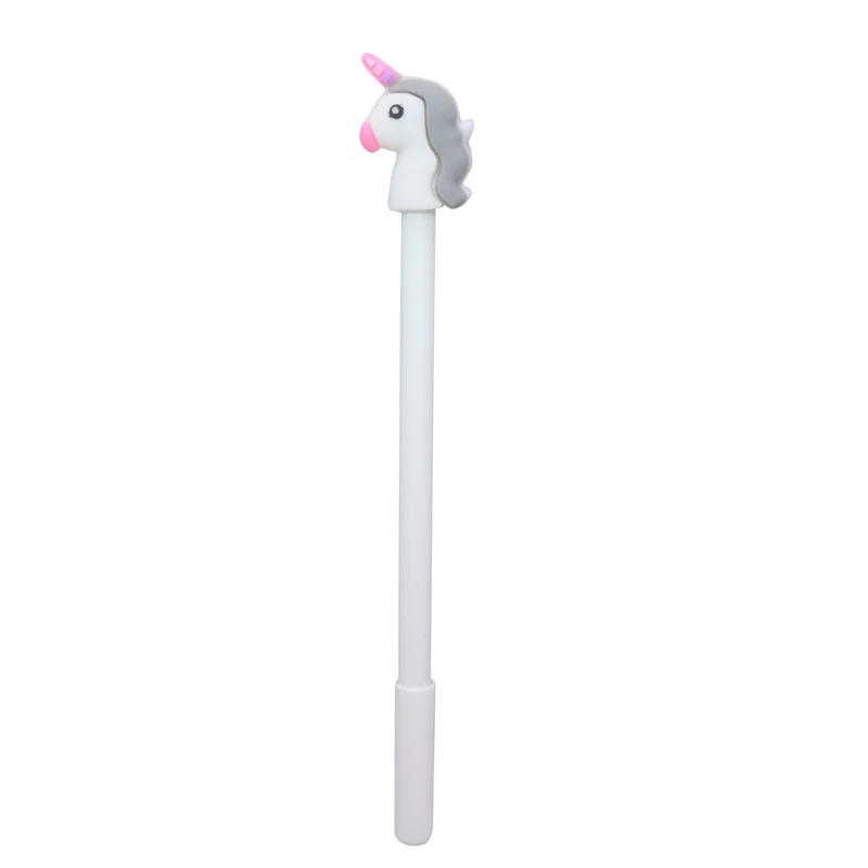 2pcs white 2 шт девушка сердце милый мультфильм Единорог черная ручка для подписи для студента письма 0,5 м гелевая ручка для офиса ручка подарок - Цвет: 2pcs white