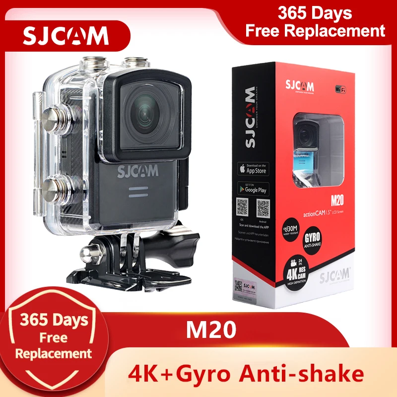 SJCAM-Cámara de acción deportiva M20, Original, 4K, Wifi, giroscopio bajo el agua, antivibración, 16.0mp, formato RAW, DV