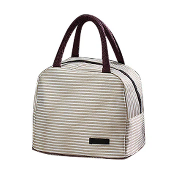 

Fashion Stripe Thermal Lunch Bag Picnic Food Preservation Cold Organizer Drink Bento Case Cooler Insulation Pouch Supply