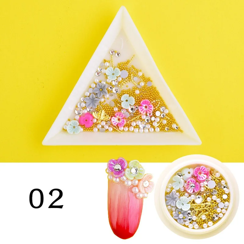8 цветов, смешанные Стразы для ногтей в виде ракушки, 3D кристаллы для ногтей, камни, драгоценные камни, жемчужные ювелирные изделия, амулеты, сделай сам, украшения для ногтей, маникюр - Цвет: 2