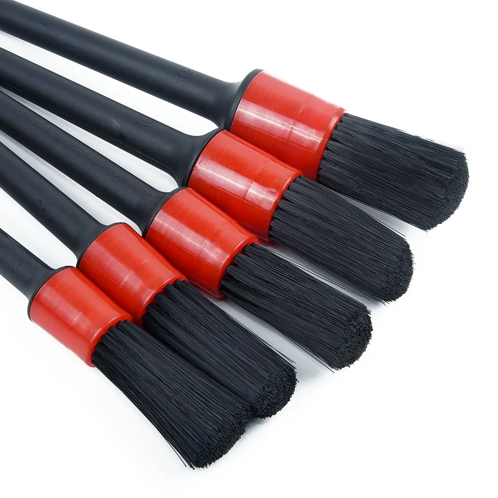 

5pcs/Set Car Detailing Brush Natural Boar Hair Cleaning Brushes Wheels Dashboard Automotive Wend And Dry Accessory