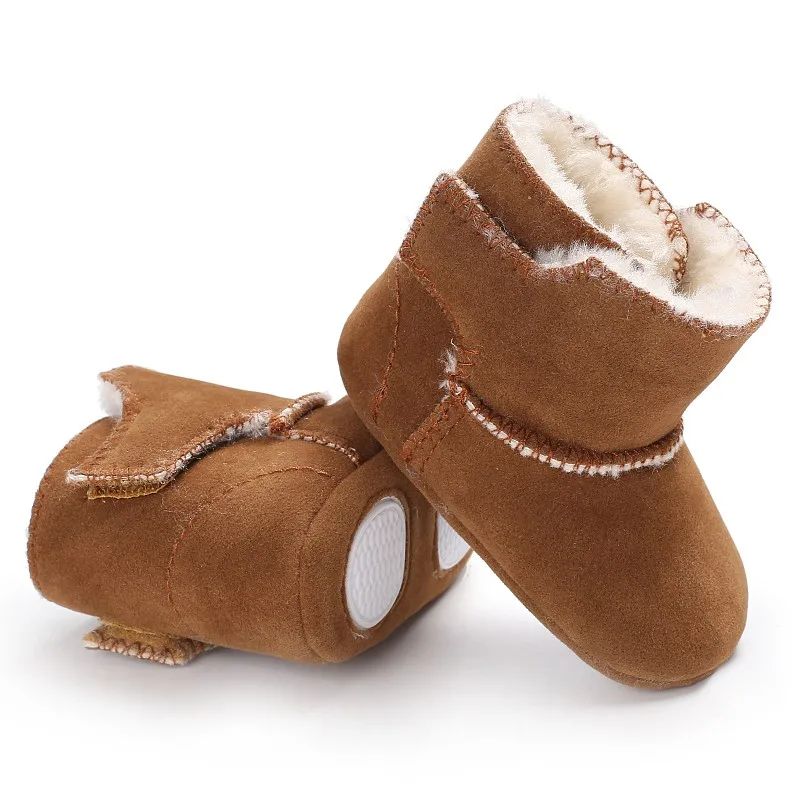 Ботинки для новорожденных мальчиков и девочек; зимние ботинки; обувь для малышей; зимние теплые ботиночки для малышей; мягкая подошва - Цвет: Бежевый