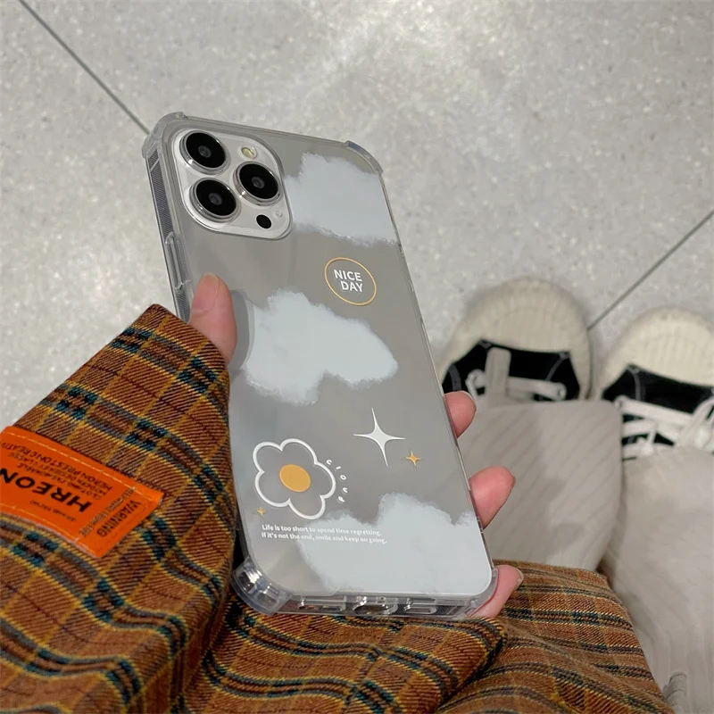 Luxury Cloud Sky Shiny Mirror Aesthetic Phone Case For Iphone 13 12 11 Pro Max Xr X Xs 7 8 Plus Cute Fashion Soft Silicone Cover Phone Case Covers Aliexpress