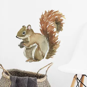 

Watercolor Squirrel Wall stickers Hand-paint Style Wall Decals for Kids Room Baby Nursery Room Decoration Home Decor PVC Bedroom