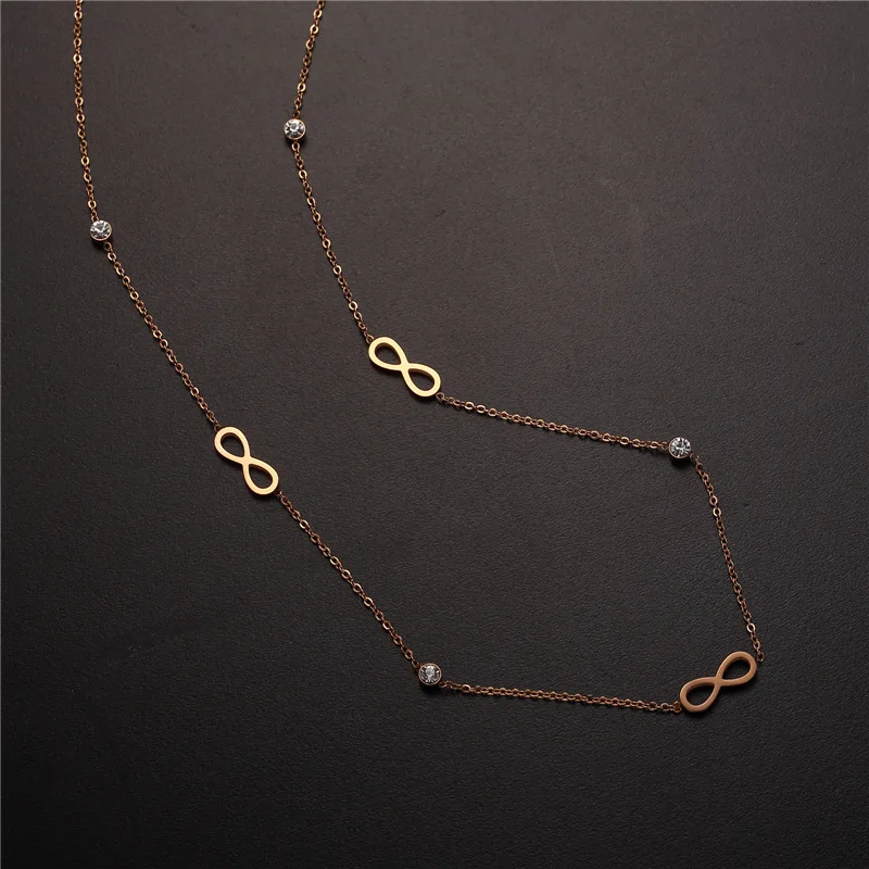 

2019 New Style Fashion Versatile 8-Word Diamond Set Titanium Steel Necklace