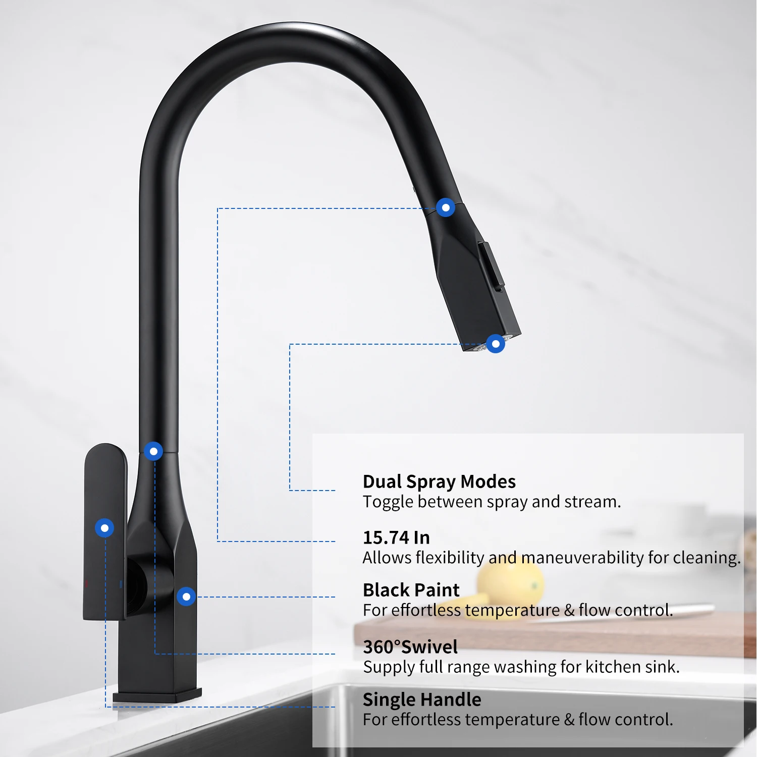 Новый кухонный кран с серебряной ручкой 2 режимами распыления поворотная ручка