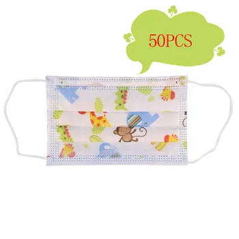 

50PC Children's Cartoon Mask Lovely Rainbow Print Disposable Face Mask Industrial 3 Ply Ear Loop Dustproof Protection Mouth Mask
