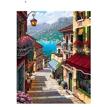Cidade pequena pinturas por números fotos diy óleo coloração por números definir presente desenho por números lona decoração recém-chegadas