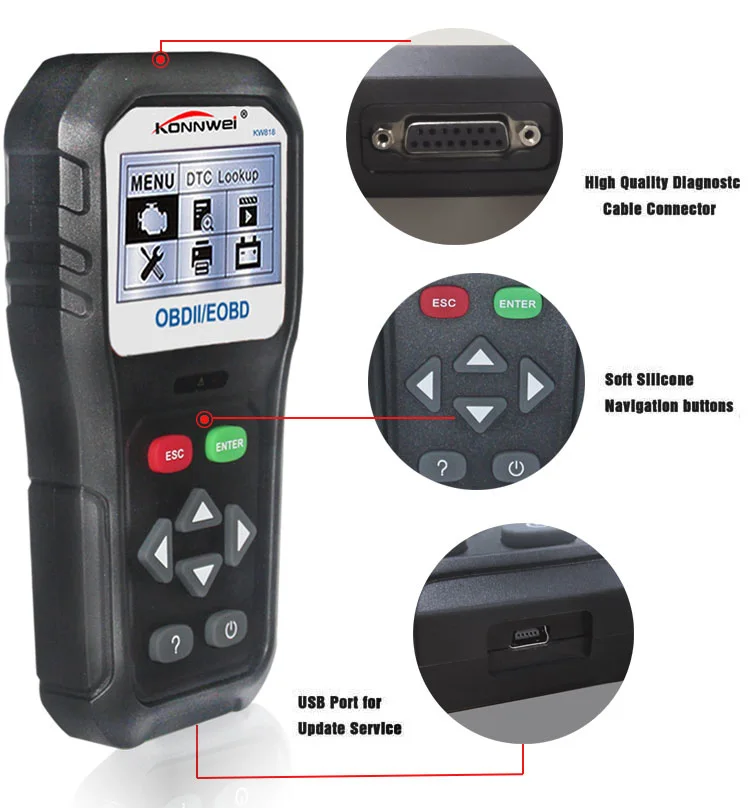 Профессиональный OBD2 сканер Код Читателя KW818 Анто сканер инструмент для диагностического сканирования автомобиля проверка двигателя светильник инструменты для всех автомобилей