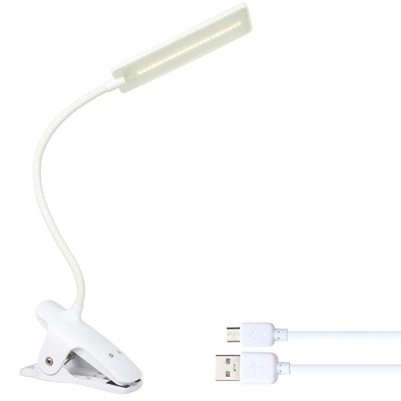 

LED Reading Light with Clip - USB Rechargeable Book Lights, Eye Protection 24 LEDs Flexible Neck Night Bed Lamp, Contact