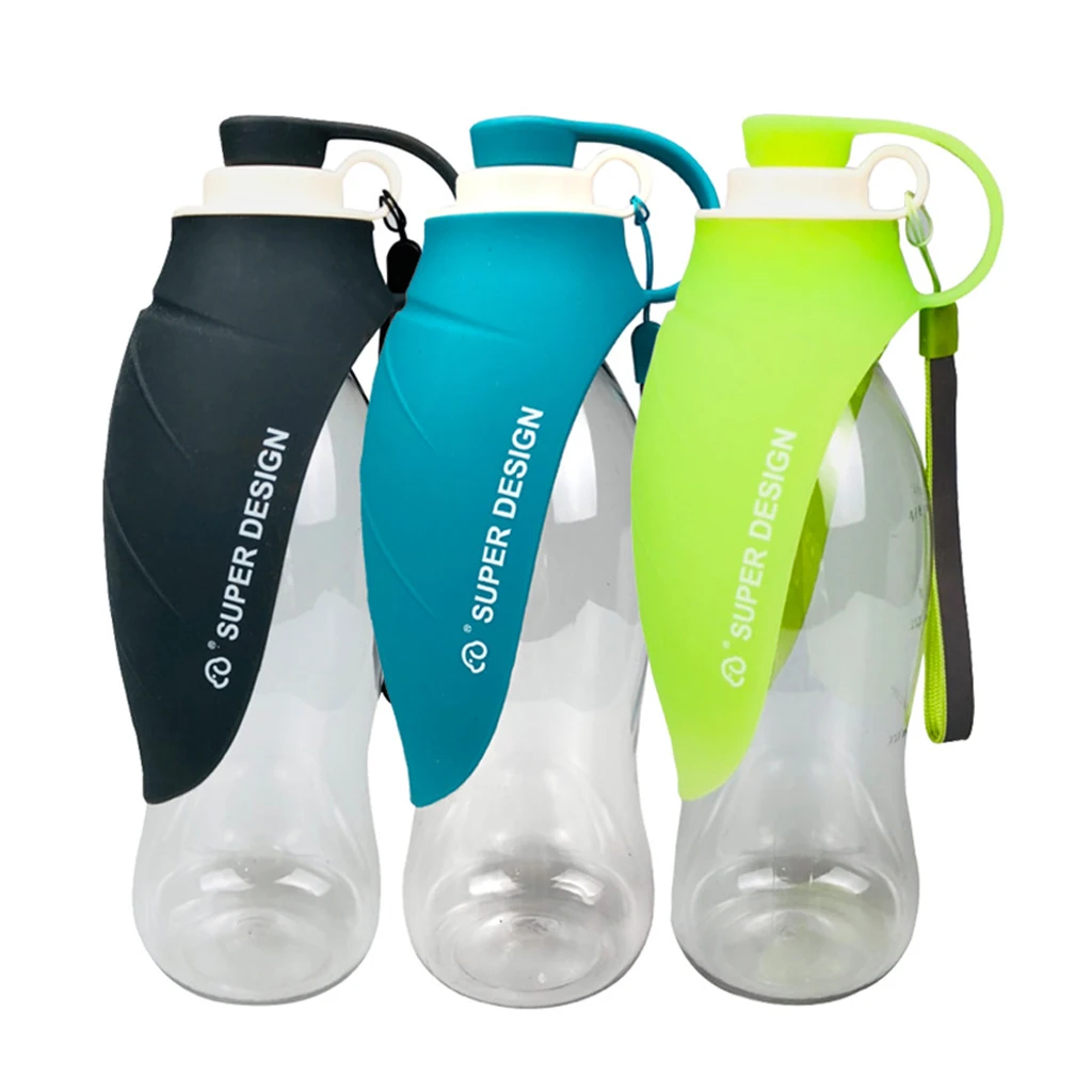 580ml Portable Pet Dog Water Bottle Soft Silicone Leaf Design Travel Dog Bowl For Puppy Cat 5