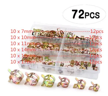 

72Pcs/set 7-17mm Q673B Vacuum Spring Fuel Oil Water CPU Hose Clip Pipe Tube for Band Clamp Metal Fastener Assortment Kit