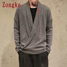 Zongke китайский стиль кардиган с вышивкой мужской свитер, мужской кардиган свитер зимние мужские свитера 5XL осень