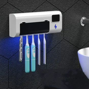 

Smart UV Toothbrush Sterilizer UVC Sterilization Suction Wall-Mounted Storage Multi-Functional Toothbrush Rack bathroom