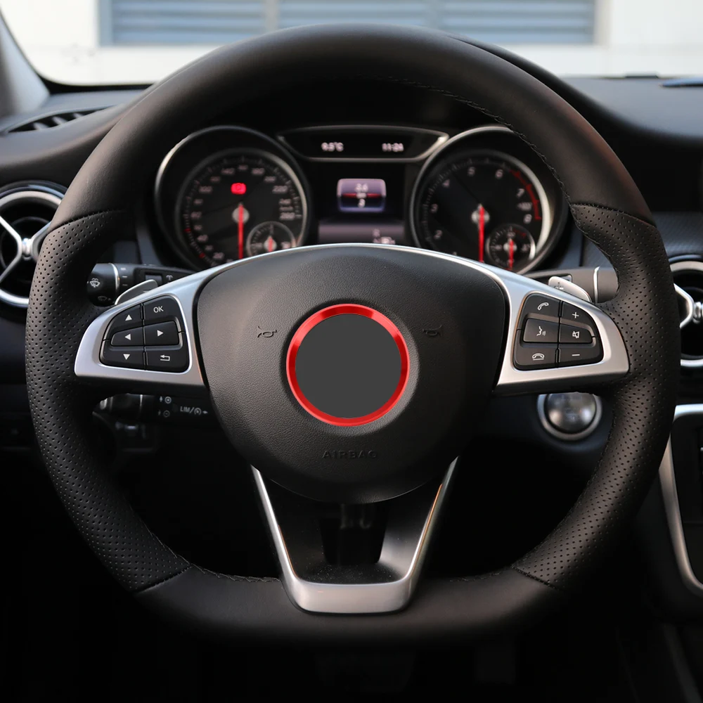 Украшение рулевого колеса автомобиля самоклеющиеся круглые наклейки для Mercedes Benz