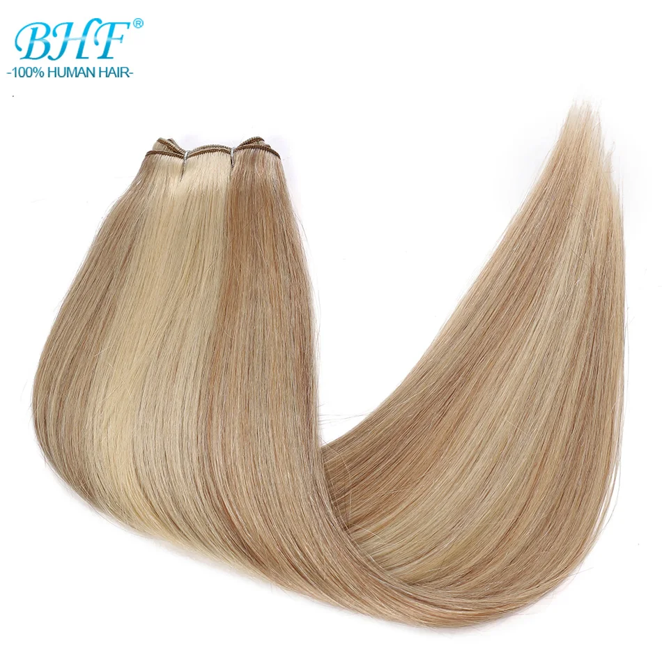  BHF 100% Human Hair Weaving Straight 100g Russia Natural Hair Extension Machine Made Remy Hair weft