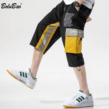 

BOLUBAO Brand Men's Casual Pants Trend New Men High Street Hip Hop Calf-Length Pants Multi-Pocket Cargo Pants Male