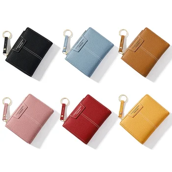 

Women Short Wallet Mini PU Leather Female Hasp Solid Multi Cards Holder Purse Wallet Fashion Slim Small Zipper Wallets Dropship