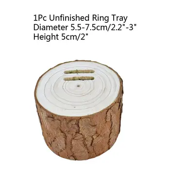 

5-7cm DIY Natural Wood Unfinished Blank Vintage Shabby Wedding Ring Box Natural Wood Jewelry Dispaly Rustic Ring Tray