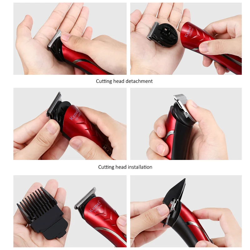  Kemei Multifunction Electric Hair Clipper Carbon Steel Head Hair Trimmer Rechargeable Electric Razo