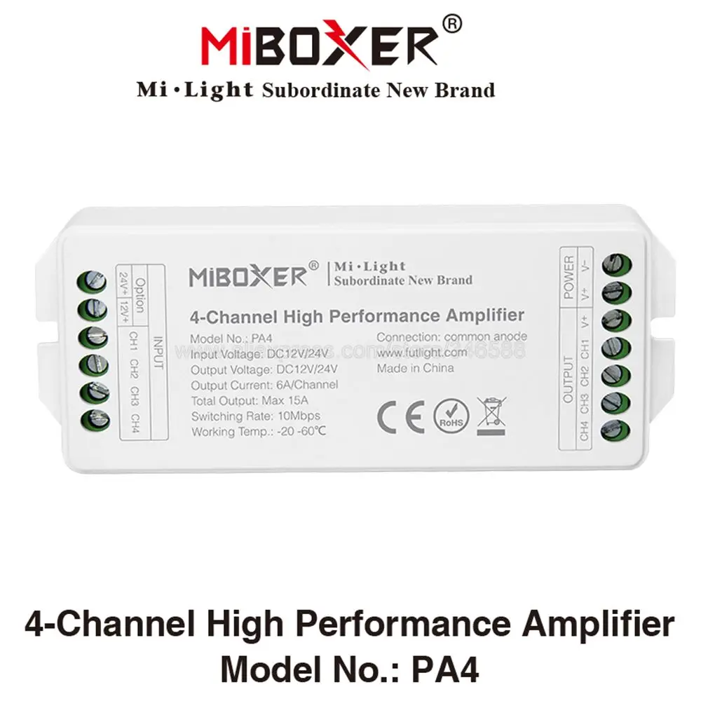 Mi-Light PA4 4 Kanal RGBW LED Streifen Stripe Verstärker Performance Amplifier 