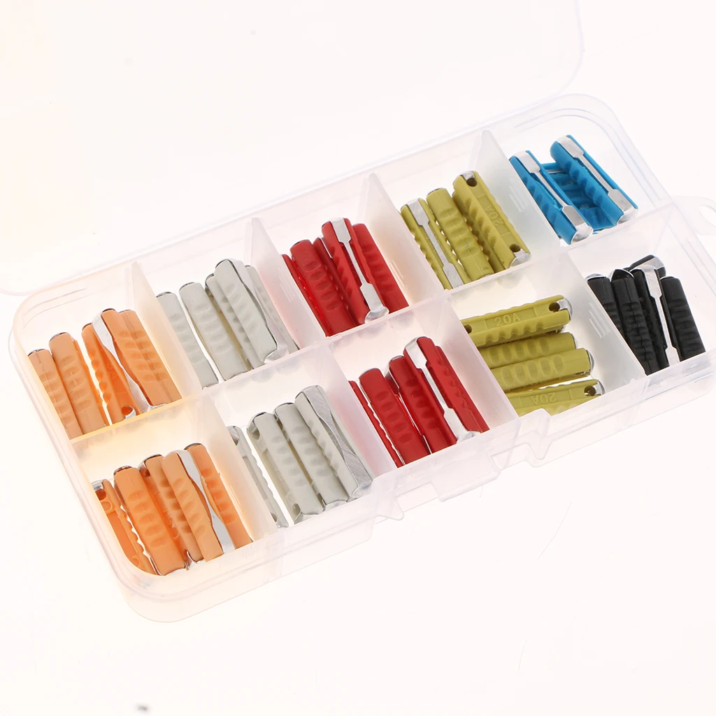 50Pcs European Car Fuses Torpedo Type Auto Fuse Assortment Kit 5A-30A