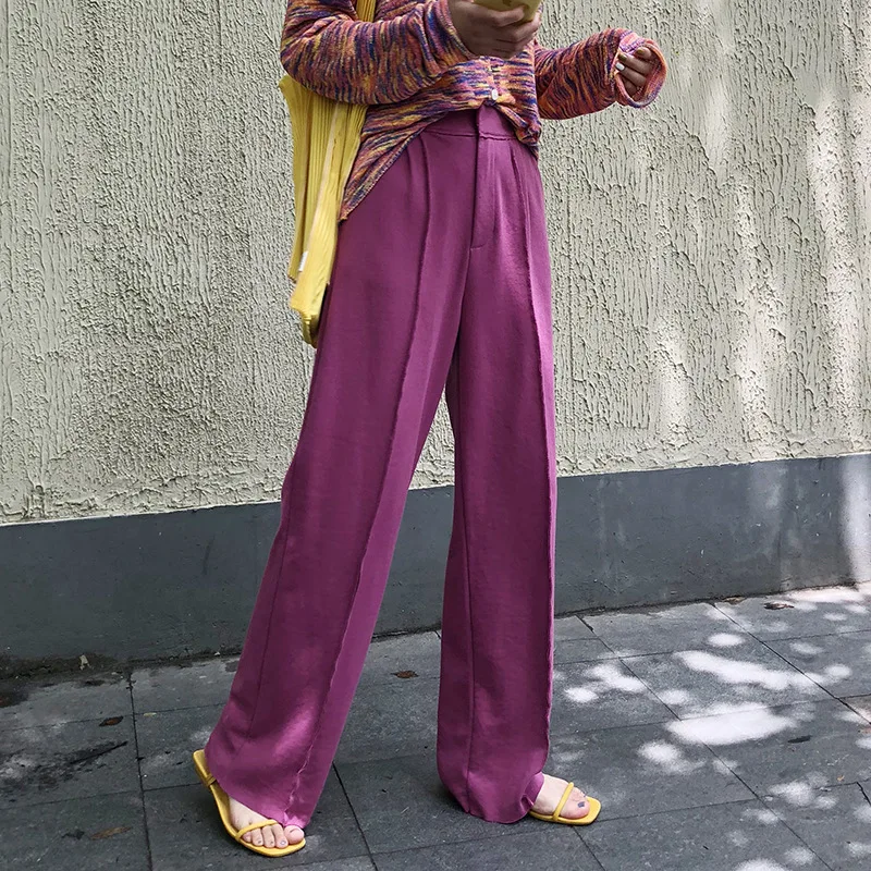 

2019 Autumn High Waist Fashion Casual Loose Trousers Woman Suit Pants