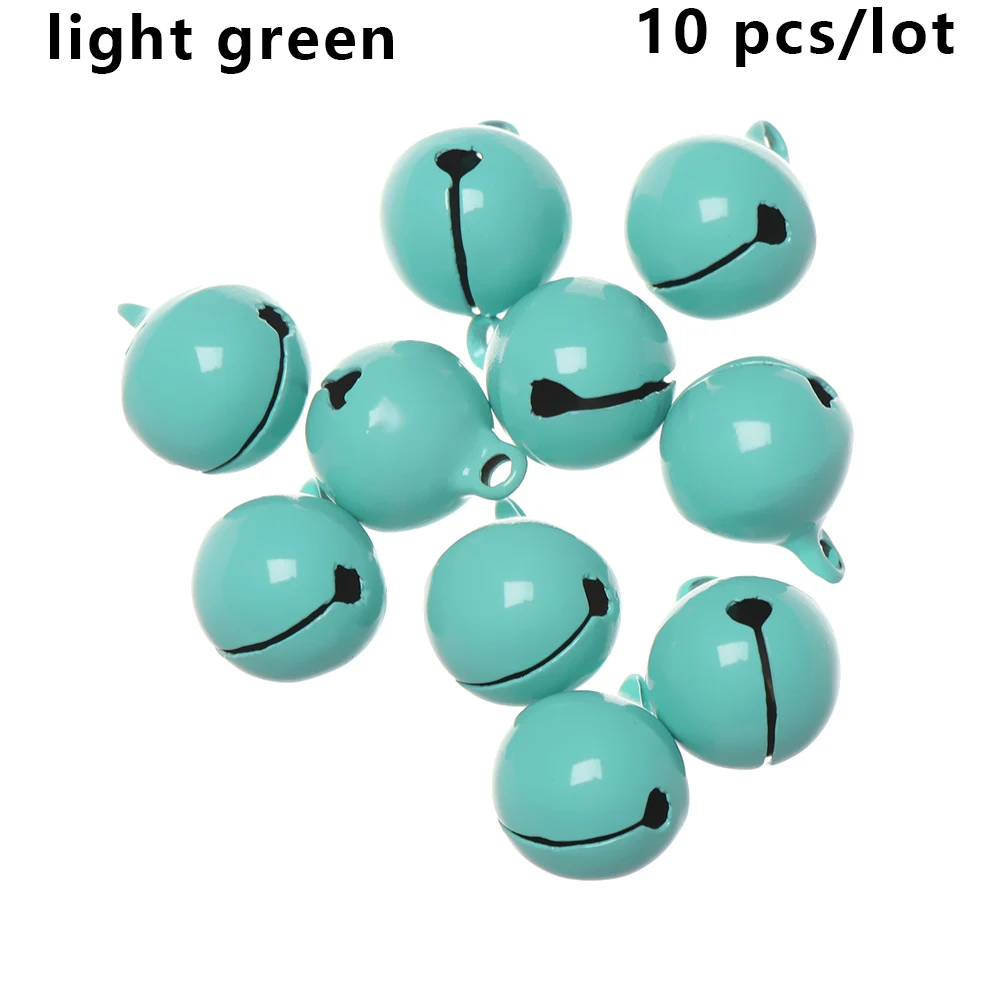 light green 10 шт цветные Свободные металлические бусины, железные колокольчики, рождественские подвесные Подвески, Колокольчик для елки, праздничные декоративные шары, поделки своими руками - Цвет: light green