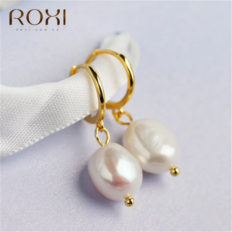 ROXI, женские жемчужные серьги, 925 серебро, жемчужные серьги в стиле барокко, висячие серьги с натуральным пресноводным жемчугом, свадебные ювелирные изделия