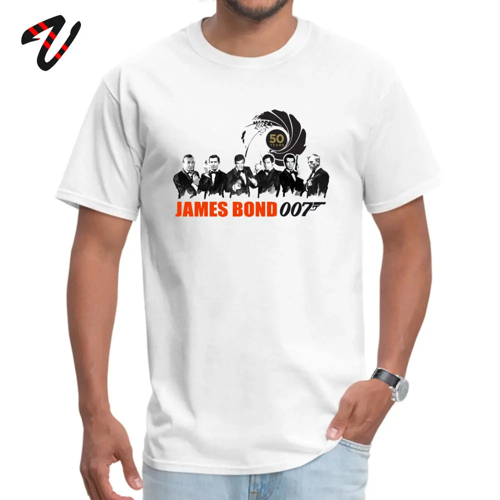 JamesBond Crewneck T Shirts Father Day Tops T Shirt Short Sleeve Fashionable All Cotton Casual Tee Shirts Funny Adult 062715James-Bond-007 white