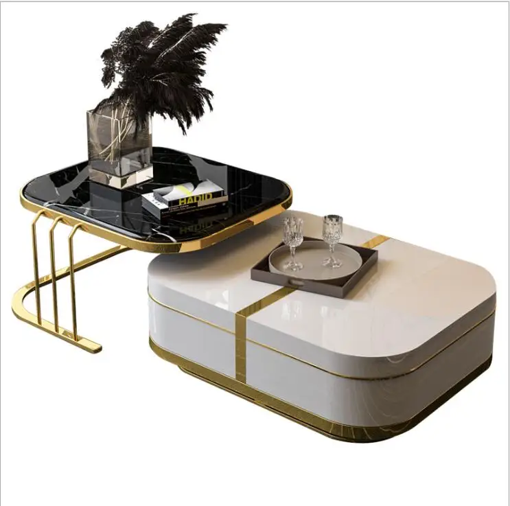 2020 newest modern simple style black glass marble top tea center coffee table | Мебель