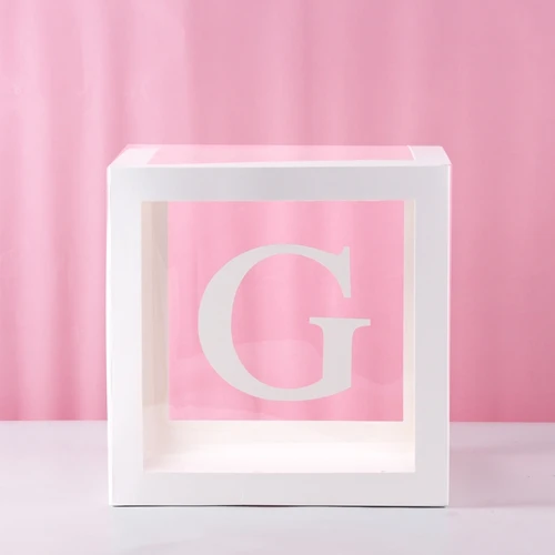 Прозрачная упаковочная коробка с алфавитом FENGRISE, декоративный воздушный шар для вечеринки в честь Дня Рождения, детский балон - Цвет: Transparent Box G