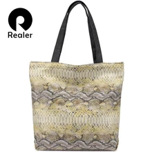 REALER сумки на плечо для женщин большая емкость хозяйственная сумка сумки роскошные сумки женские сумки дизайнерские сумки с животным принтом холщовые ПУ