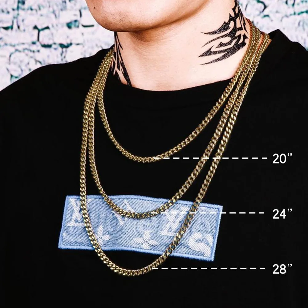 Кубинское ожерелье многоцветные кубинские звенья цепи Iced Out 12 мм 18 дюймов 20 дюймов 24 дюйма многоцветные Хип цепь на бедра ювелирные изделия для мужчин