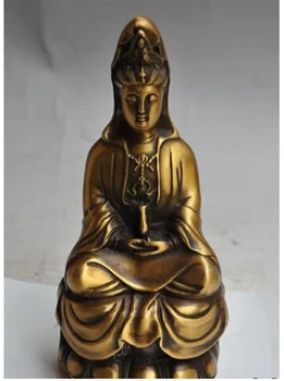 

xd 003089 9"tibet buddhism bronze seat lotus Kwan-Yin Guan Yin Bodhisattva buddha statue