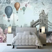 Пользовательские обои винтажный британский стиль воздушный шар фон стены-высококачественный водонепроницаемый материал