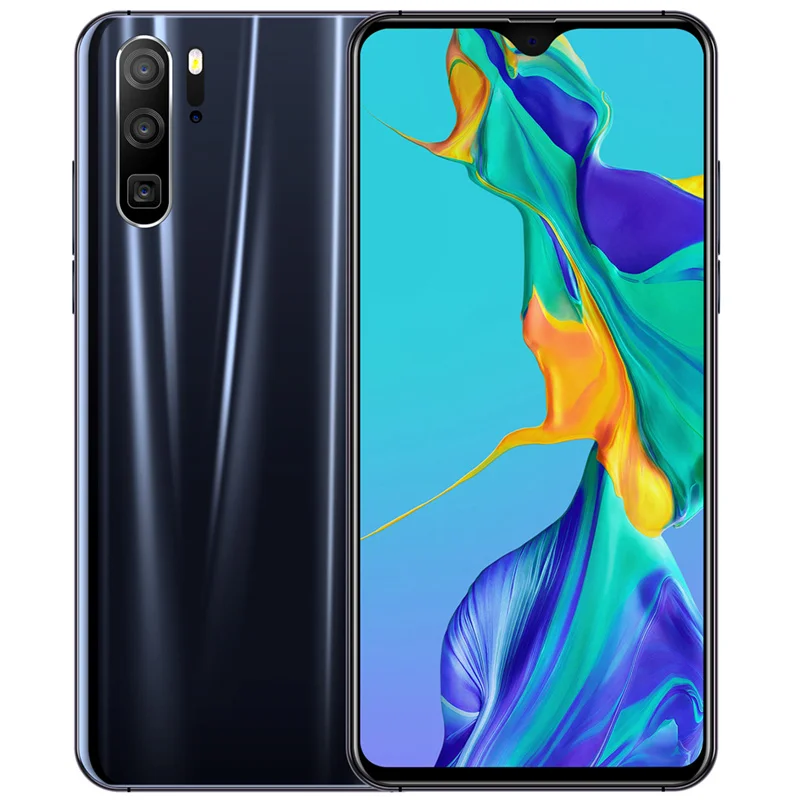 Black Смартфонов M13 Android уход за кожей лица разблокированный 4G Оперативная память 64G Встроенная память 4 ядра 13MP капли воды 6,3 дюймов мобильный телефон - Цвет: Black