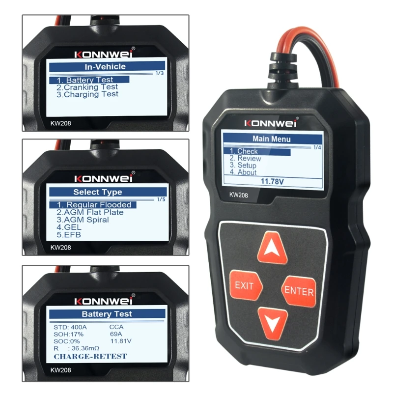 2022 New Kw208 Car Battery Tester Charger Analyzer 12v 1002000cca