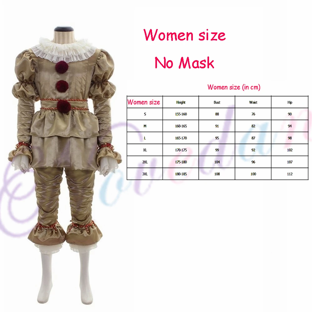 Pennywise костюм клоуна страшный ужас фильм Стивен Кинг это Джокер маска на Хеллоуин для женщин мужчин и взрослых - Цвет: Women Costume