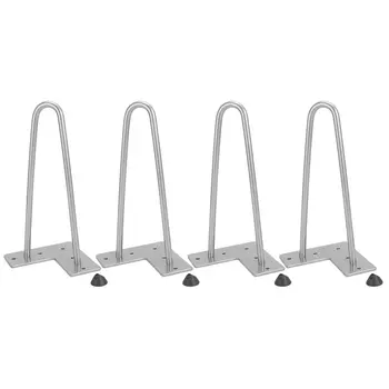 

(Ship UK) 4PCS 10 Inch Hairpin Table Legs With Floor Protecting Pad Durable Steel Replacement Leg Solid Color Furniture Parts