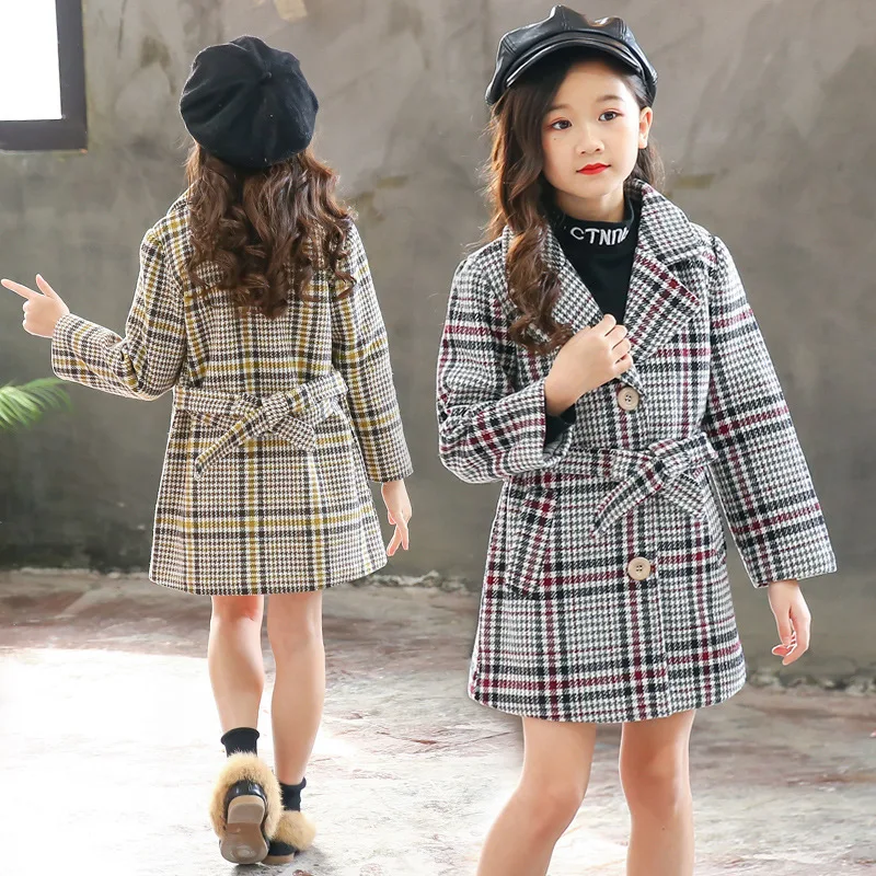 

Girl's Coat Autumn 2020 New Style Children's Wear Woolen Korean Style Autumn and Winter the Big Kids Woolen Overcoat Princess