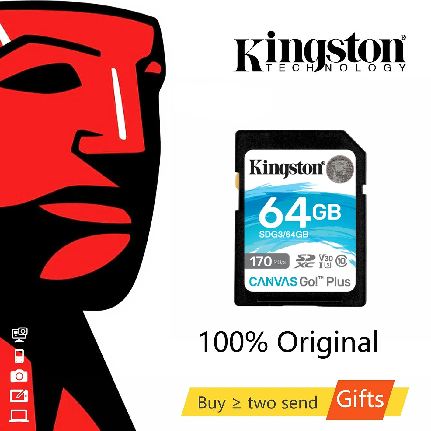 SD-карта Kingston 128 ГБ SDHC SDXC V30 U3 карты памяти 32 Гб Class10 4K 90 МБ/с. 64 256 cate sd для камер. |