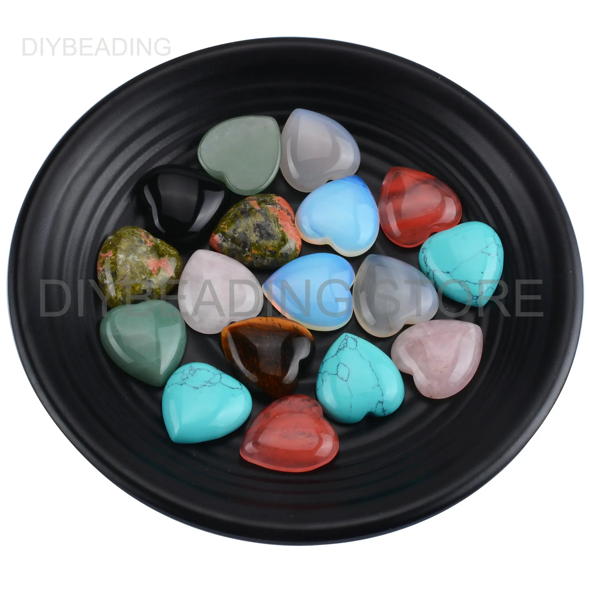 

Cabochon for Earring Making Natural Rose Quartz/Aventurine/Tiger Eye/Unakite Precious Stone Heart Shape Flat Back Cabs Wholesale