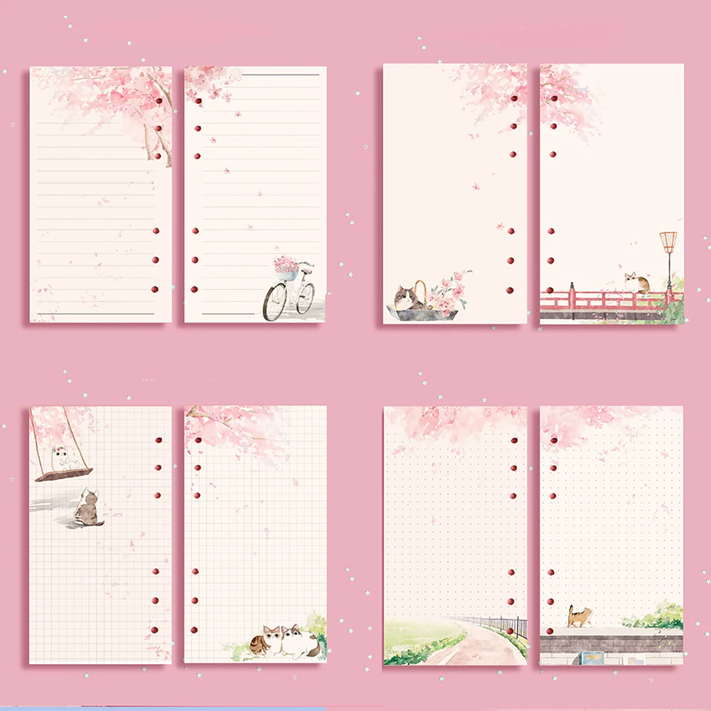 bonito rosa folha solta notebook recarga binder 01